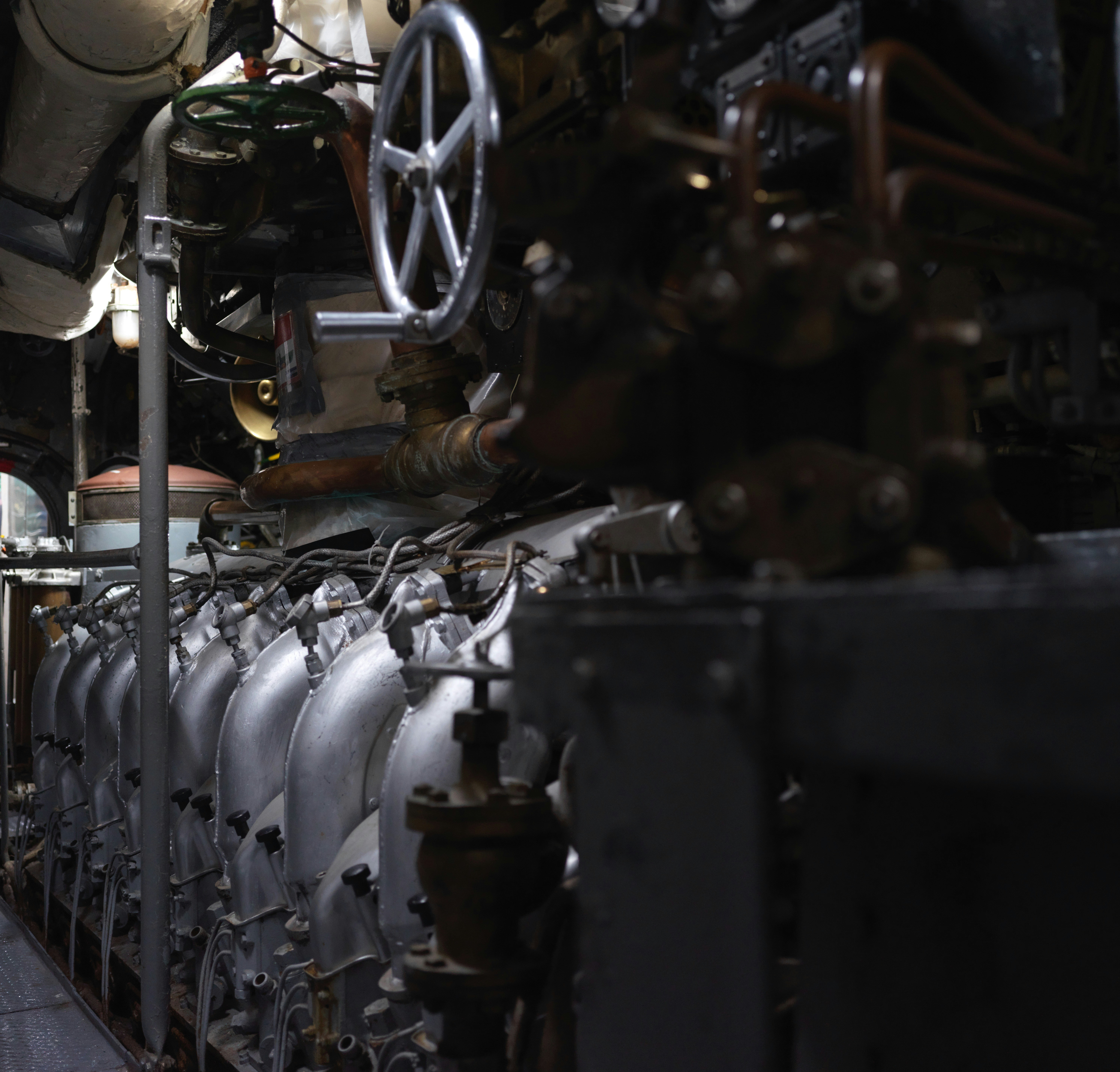 The diesel engine in the 1943 submarine USS Seawolf.